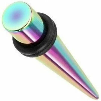 Silver or Rainbow Ear Taper Stretchers Expanders Kit Tapers Cone Stainless Steel - Image 1 of 2