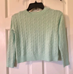 SO GIRLS CABLE KNIT CREW NECK SWEATER SOLID MINT GREEN SIZE SMALL (7) - Picture 1 of 9