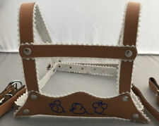 HARNESS REINS LEATHER for SILVER CROSS COACH BUILT BABY PRAM BEIGE - MICE MOTIF