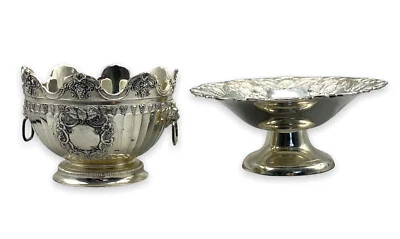 Plato pedestal diseño floral elevado vintage con patas de metal tono plateado Japón Foto 1 de 4