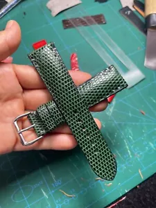 Grünes Leder Uhrenarmband, Eidechse Handarbeit Uhrenarmband 22mm/20mm - Bild 1 von 22