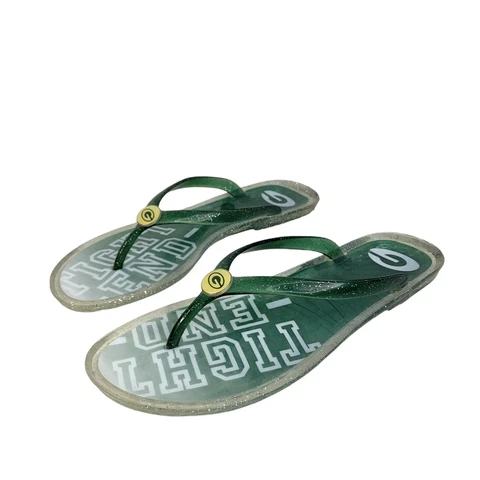 Green Bay Packers Women’s 9/10 Flip Flops Thong Sandals Green Gold Sparkle Cover