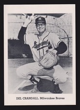 1958-65 JAY PUBLISHING Del Crandall  BRAVES  5x7 PICTURE PACK PHOTO  EX  B