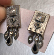 patricia locke earrings silver Tone With Black & Clear Crystals