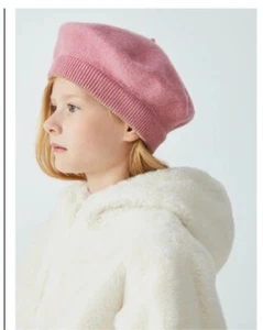 New John Lewis girls pink wool beret with gold trim. Age 6-8 RRP £11 - Picture 1 of 4