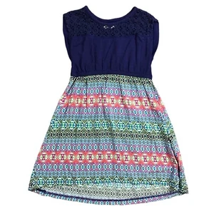 Tucker + Tate Viscose Blend High Low Hem Dress Girl's Size 6 Multicolor Aztec - Picture 1 of 10