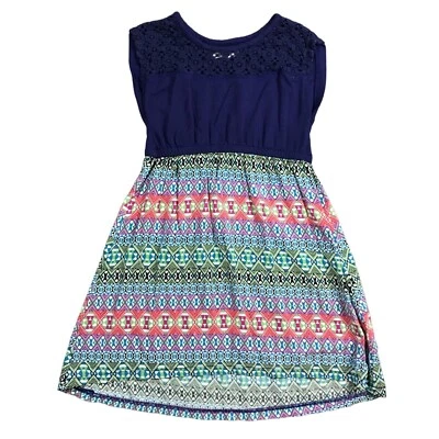 Vestido Tucker + Tate Mezcla Viscosa Dobladillo Alto Bajo Niña Talla 6 Multicolor Azteca Foto 1 de 4
