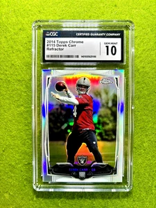 Derek Carr REFRACTOR ROOKIE CARD SILVER PRIZM CGC 10 RC 2014 Topps Chrome SAINTS - Picture 1 of 24