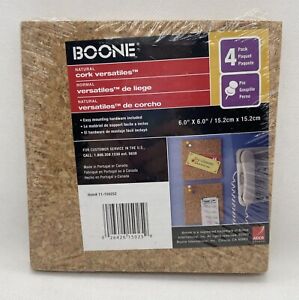 NEW Boone Natural Cork Versatiles Tile Pin Bulletin Boards, 4 Pack, 6" x 6"