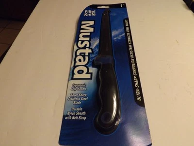 Cuchillo Filete Mostaza 7", Hoja de Acero Inoxidable, Agarre Ergonómico con Funda de Nylon Foto 1 de 3