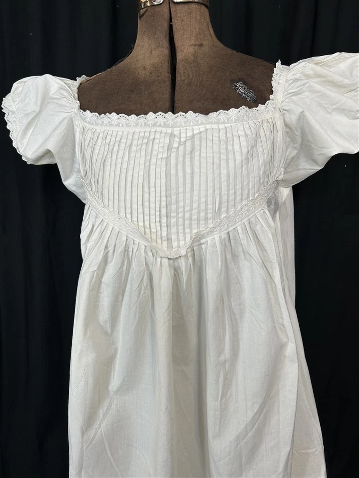 антикварная ночная рубашка белая викторианская хлопковая кружевная бюст 42 1880 - Изображение 1 из 4