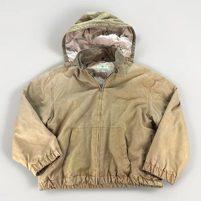 Chaqueta de bombardero de lona Overland de colección años 70 80 para hombre M marrón con capucha ropa de trabajo forrada Foto 1 de 4