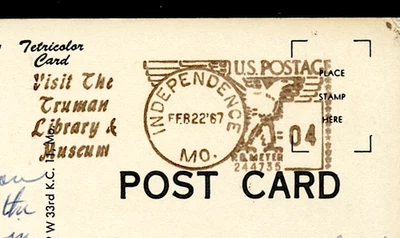 U.S.PPC MURAL PAINTING BY BENTON w/4cBROWN COLOR SLAGAN CANCEL inc.CDS 1967 MO. - Image 1 of 4