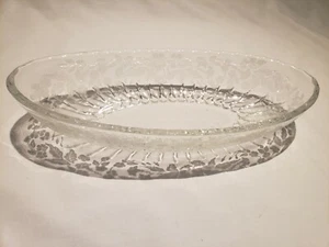 Vintage Elegant Glass Oval Celery/Relish/Olive Dish w/ Etched Flowers - Picture 1 of 5
