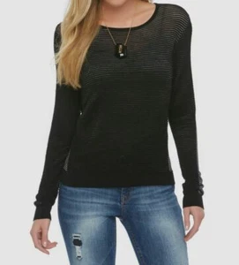 $248 Metaphor Women's Black White Striped Long Sleeve Rayon Sweater Size S - Picture 1 of 1