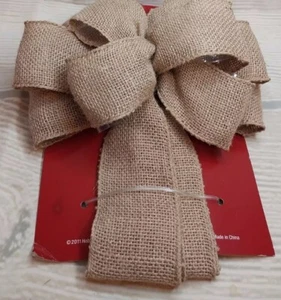 New! Christmas Large Burlap Bow Decoration 9 x 14" Door Tree Wreath Autumn Fall - Picture 1 of 8