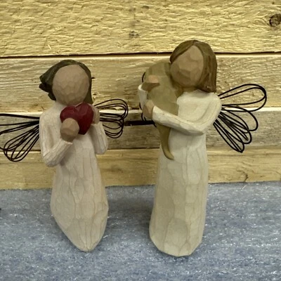 Pair Willow Tree Angel Of The Heart And Angel Of Friendship 2000 - Image 1 of 4