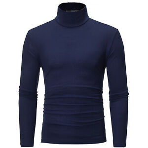 Men Turtleneck Pullover Long Sleeve Jumper Tops Warm Casual Slim Fit T-Shirts