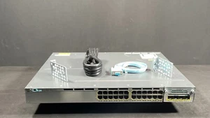 Cisco WS-C3750X-24P-S 24 Port PoE Gigabit Switch w/C3KX-NM-10G -Fast Ship - Picture 1 of 5
