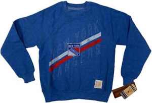 New York Rangers Retro Brand YOUTH Blue Fleece Lined Long Sleeve Sweatshirt