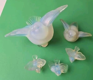 Sabino Flock of 5 Sparrows Birds Opalescent Art Glass France 1" - 2.5" Figurines - Picture 1 of 15