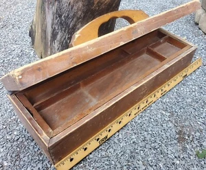 32" Vtg Primitive Carpenter's Wooden Tool Box Caddy Rustic Wood Decor Farmhouse - Picture 1 of 12