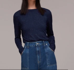 WHISTLES JUMPER Size 6 Annie Sparkle Crew Neck Navy Blue Rrp £75 - Picture 1 of 12