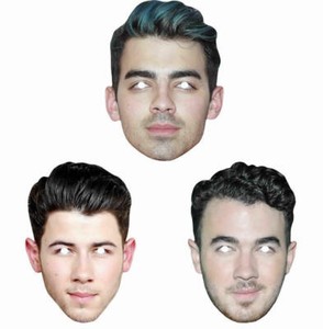 3 Pack Jonas Brothers - Nick, Kevin, Joe Celebrity Card Face Mask, Fancy Dress