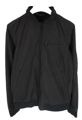 ARMANI JEANS  Jacket Men's US LARGE Hidden Hood Half Lined Zip Black - Image 1 of 4