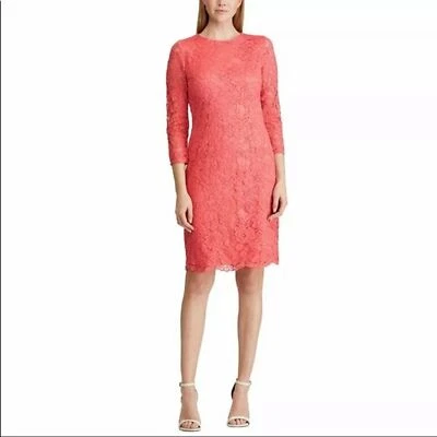 Vestido de encaje rosa coral American Living hasta la rodilla - Talla 14 Foto 1 de 4