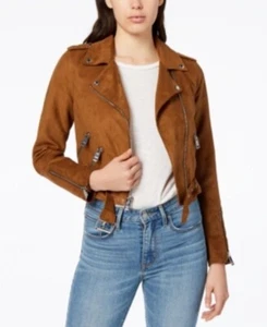 Levi's Cropped Faux-Suede Moto Jacket Brown Size Small - Picture 1 of 1