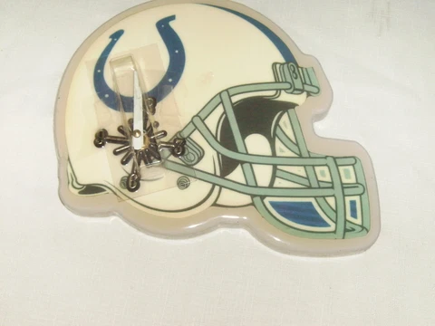 NFL Indiandpolis Colts Helmet-shaped Wall-Mountable Wooden Clock Resin Finish Cover