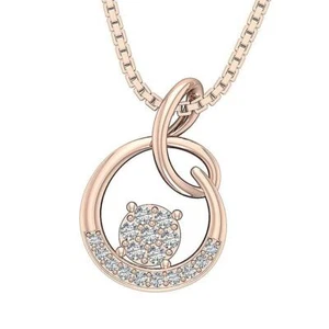 Collar Colgante Círculo Racimo SI1 G 0,20 Quilates Diamante Natural Oro Blanco 14K - Imagen 1 de 12