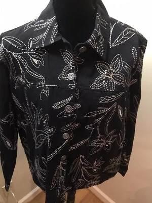 Женский блейзер Studio Works на черных пуговицах спереди с вышитым дизайном размер большой - Изображение 1 из 4