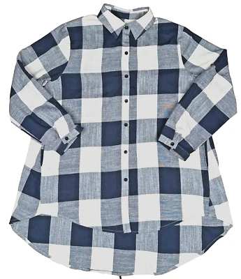 Mordenmiss Women's 100% Cotton Buffalo Plaid Adjustable Long Sleeve Blouse XL - Image 1 of 4