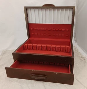 Vintage Oneida Flatware Storage Chest Box Tarnish-Proof w/Drawer Solid Wood f12 - Picture 1 of 8