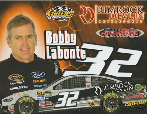 2016 Bobby Labonte Rimrock Devlin Ford Fusion NASCAR Sprint Cup postcard Cover
