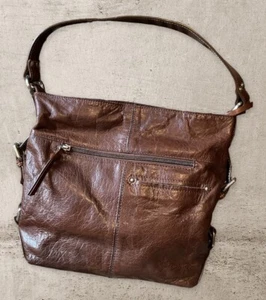 Nino Bossi Medium Size Chocolate Brown Leather HOBO Shoulder Handbag - Picture 1 of 12