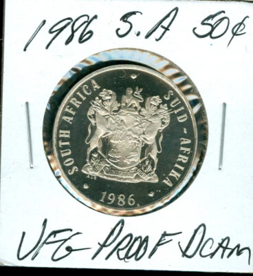1986 SOUTH AFRICA 50 CENTS ULTRA FINEST PROOF DCAM  99 CENTS SHIPPING  . - Image 1 of 2