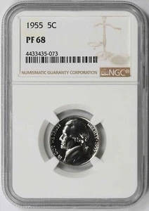 1955 Jefferson Nickel 5C Proof PF 68 NGC - Picture 1 of 2