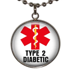 Medizinische Warnhalskette für Diabetiker Typ 2 Diabetikerzustand wasserdicht Harz 24 Zoll - Bild 1 von 4