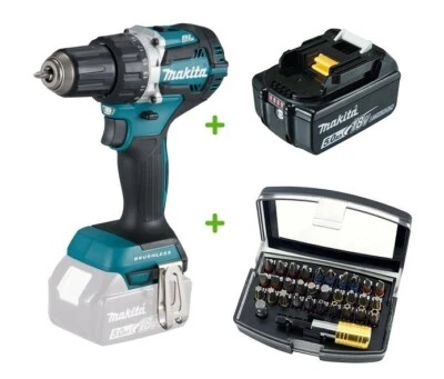 Makita DDF484Z Akku-Bohrschrauber 18V DDF484 Set + 1x Akku 5Ah + 32-tlg. Bitset - Bild 1 von 4