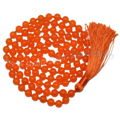 Collar Colgante Borla Mala Budista Tíbet 108 Cuentas de Oración Jade Topacio Naranja Foto 1 de 4