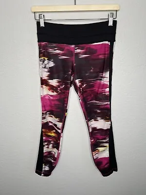 Lululemon Leggings Womens Size 4 Black Multicolored Print Crop Yoga Active Pants • 29.99€