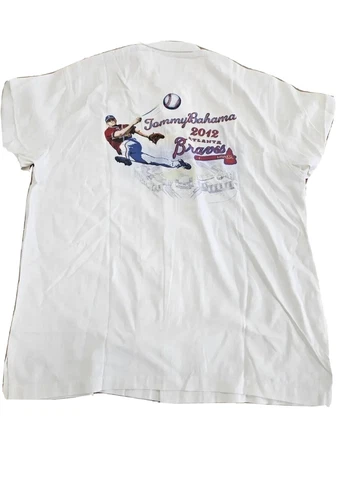 Mens Tommy Bahama Atlanta Braves MLB 2012 LE White Button Up Sz Large Shirt NWT Cover