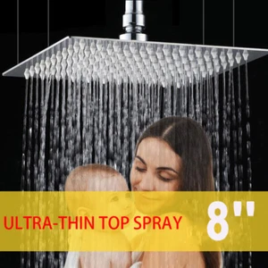 Cabezal de ducha cuadrado ultra delgado de baño de 8" pulverizador de grifo cromado de acero inoxidable - Imagen 1 de 8