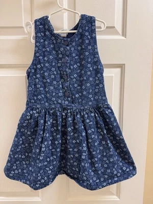 Vintage Oshkosh B’gosh Girls Floral Denim Dress Jumper Size 6, Made In The USA - Image 1 of 4