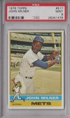 John Milner 1976 Topps PSA 9 Mint Graded Card New York Mets #517 - Image 1 of 2