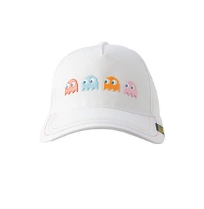 Pacman Ghosts White Pink Baseball Hat Pac Man Justice Collab OSFM Snapback - Picture 1 of 7