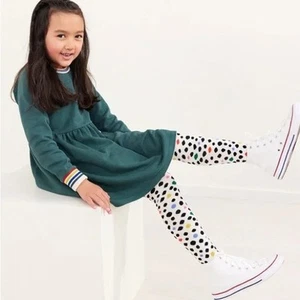 Hanna Andersson Rainbow Cuff Print Knit Dress In French Terry Green Size 4 - Picture 1 of 9